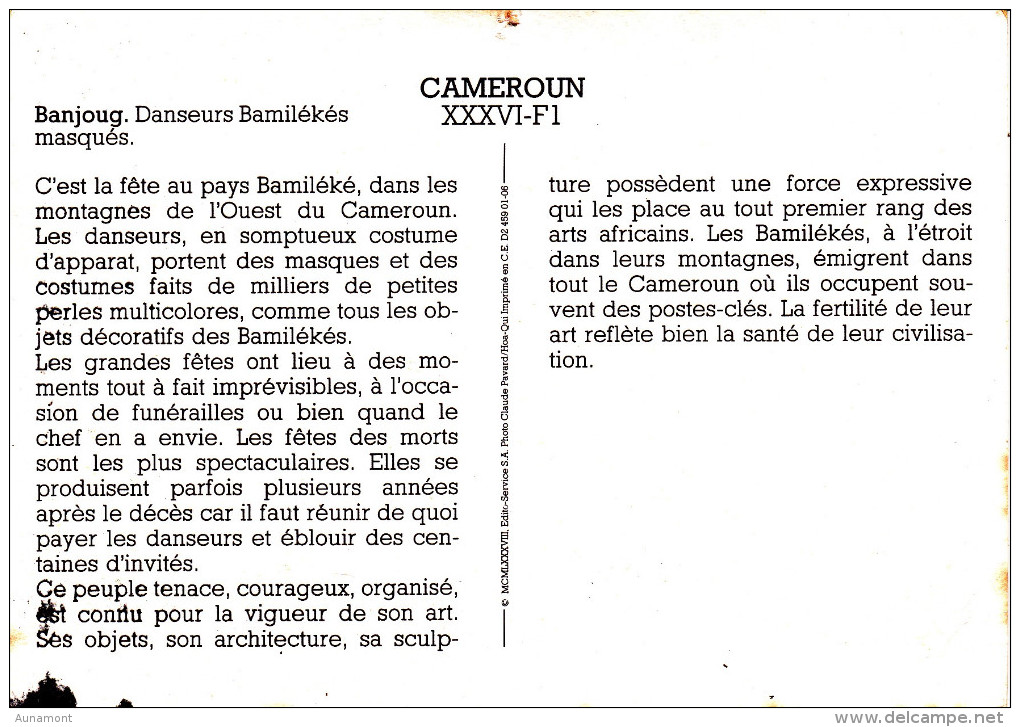 Cameroun--Banjoug--Danseurs Bamilekes, Masques - Geografía