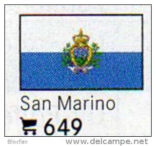 6 Flaggen-Sticker San Marino In Farbe Pack 7€ Zur Kennzeichnung Von Alben+Sammlungen Firma LINDNER #649 Flag Of Republik - Albums, Mappen & Vellen