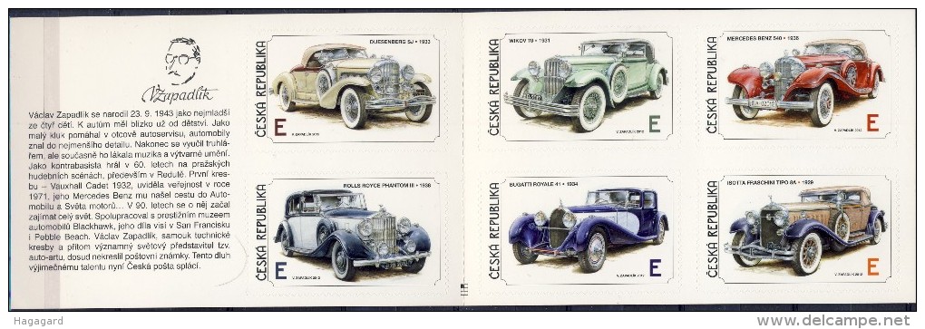 #A1745. Czech Republic 2012. Historic Cars. Complete Booklet. Michel 168. MNH(**) - Nuevos