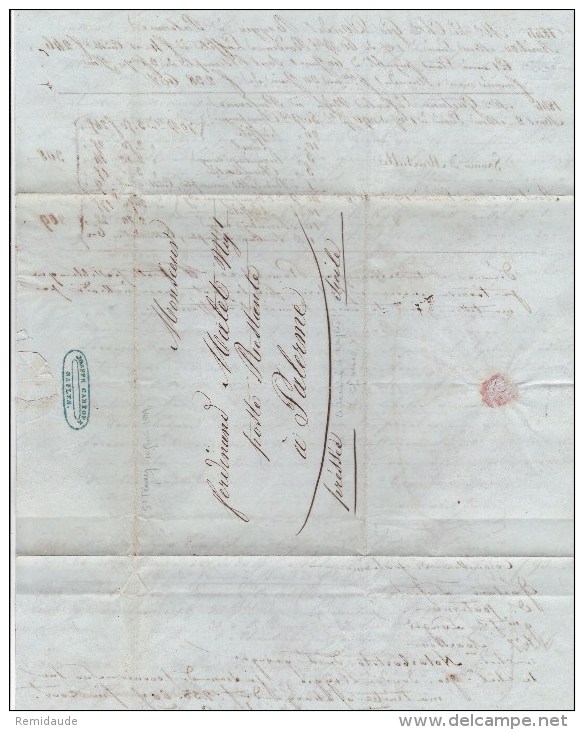 ARDECHE - 1844 - LETTRE De SAINT PERAY Pour PALERME (SICILE) CONFIEE Et ACHEMINEE Par NAPLES (ITALIE) - 1801-1848: Precursores XIX