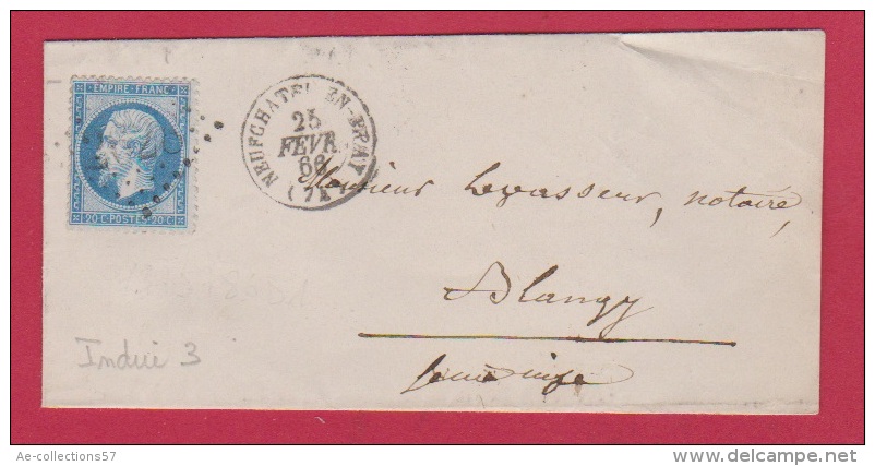 Lettre De Neufchateau En Fray  //  Pour  Blangy   //  25 Fev 1866 - 1849-1876: Période Classique
