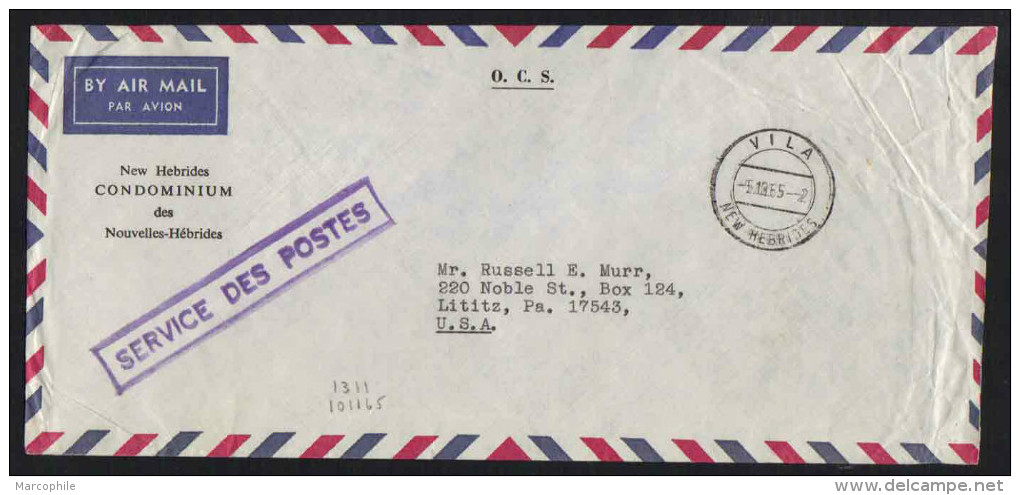 NOUVELLES HEBRIDES - NEW HEBRIDES / 1955 LETTRE AVION EN FRANCHISE POSTALE POUR LES USA (ref 3529) - Briefe U. Dokumente