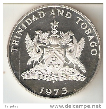 MONEDA DE PLATA DE TRINIDAD Y TOBAGO DE 5 DOLLARS DEL AÑO 1973 SIN CIRCULAR-UNCIRCULATED (COIN) SILVER-ARGENT. - Trinidad En Tobago