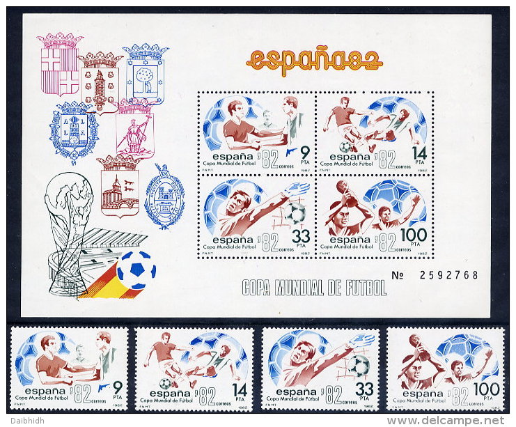 SPAIN 1982 Football World Cup Set Of 4 + Block  MNH / **. - Unused Stamps