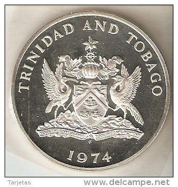 MONEDA DE PLATA DE TRINIDAD Y TOBAGO DE 5 DOLLARS DEL AÑO 1974 SIN CIRCULAR-UNCIRCULATED (COIN) SILVER-ARGENT. - Trinidad En Tobago