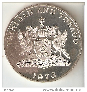 MONEDA DE PLATA DE TRINIDAD Y TOBAGO DE 10 DOLLARS DEL AÑO 1973 SIN CIRCULAR-UNCIRCULATED (COIN) SILVER-ARGENT. - Trinité & Tobago