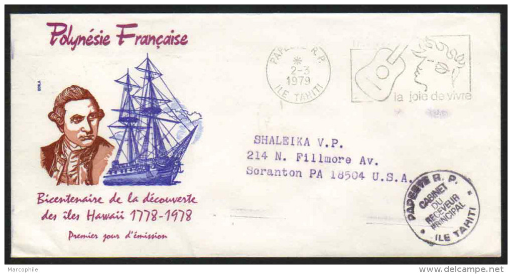 POLYNESIE - PAPEETE / 1979 LETTRE EN FRANCHISE POSTALE POUR LES USA (ref 3090) - Lettres & Documents