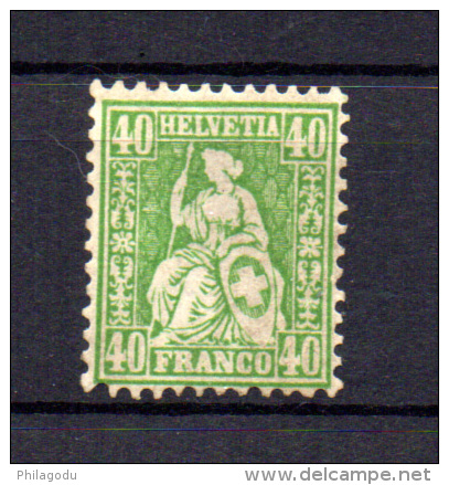 Helvétia Assise, 39 (*)  Neuf Regommé (signé Brun), Cote 1200 &euro;, - Unused Stamps