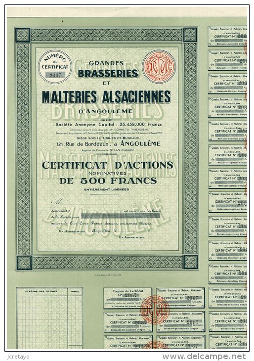 Grandes Brasseries Et Malteries Alsaciennes D'Angouleme - Agriculture