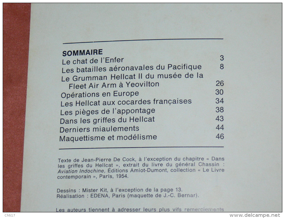 AVION GUERRE WW1 CHASSEUR  BOMBARDIER  FGF HELLCAT MAQUETTES ET UNIFORMES  EDITIONS ATLAS  EN 1980 - Avión