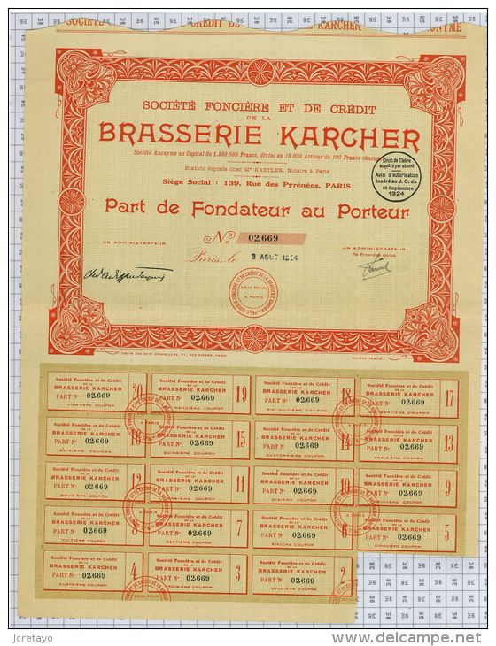 Sté Fonciere Et De Crédit De La Brasserie Karcher - Agriculture