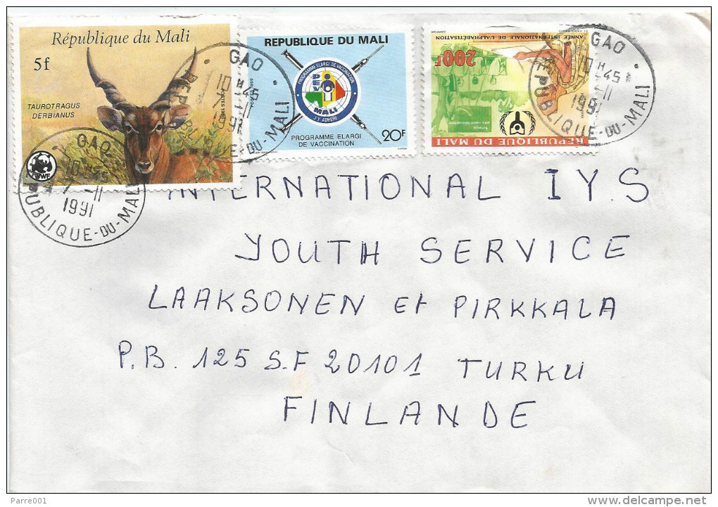 Mali 1991 Gao WWF Derbia Antilope 5f Vaccination Campaign Literacy Alphabetism Cover - Lettres & Documents