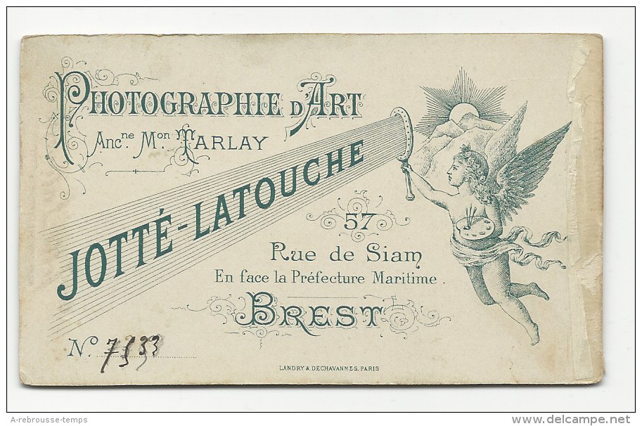 CDV Vers 1880- Portrait D'un Petit Garçon Sage En Costume Marin-photo Jotté-Latouche Rue De Siam à Brest-bel état - Anciennes (Av. 1900)