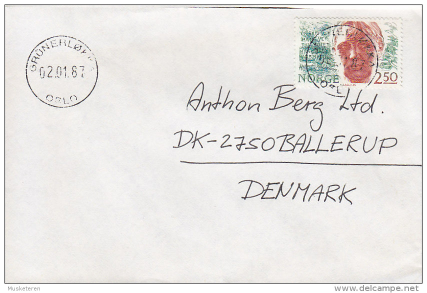 NORWAY Deluxe GRÜNELØKKE 1987 Cover Brief To BALLERUP Denmark Herman Wildenvey, Lyriker Stamp - Briefe U. Dokumente