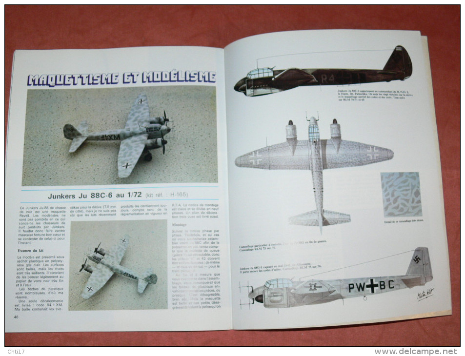 AVION GUERRE WW1 LUFTWAFFE  CHASSEUR  DE NUIT JUNKERS JU 88  MAQUETTES ET UNIFORMES  EDITIONS ATLAS  EN 1980 - Avión