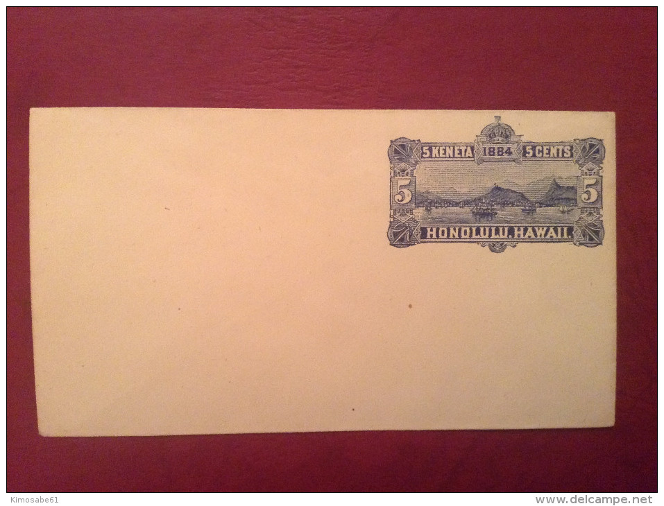 HAWAII, VIEW OF HONOLULU HARBOR ENVELOPE 1884 Unused - Hawai