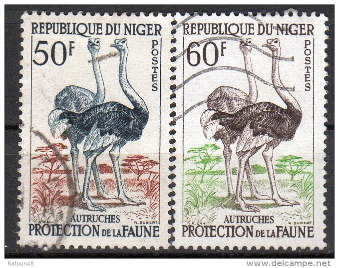 Lot De 2 Timbres N°105/106 - Ob - Autruches -  Niger - Ostriches
