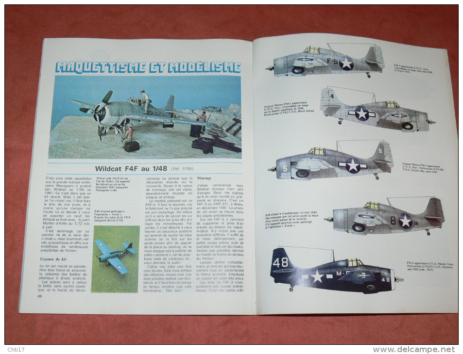 AVION GUERRE WW1  USA  CHASSEUR  F4F WILDCAT  MAQUETTES ET UNIFORMES  EDITIONS ATLAS  EN 1980