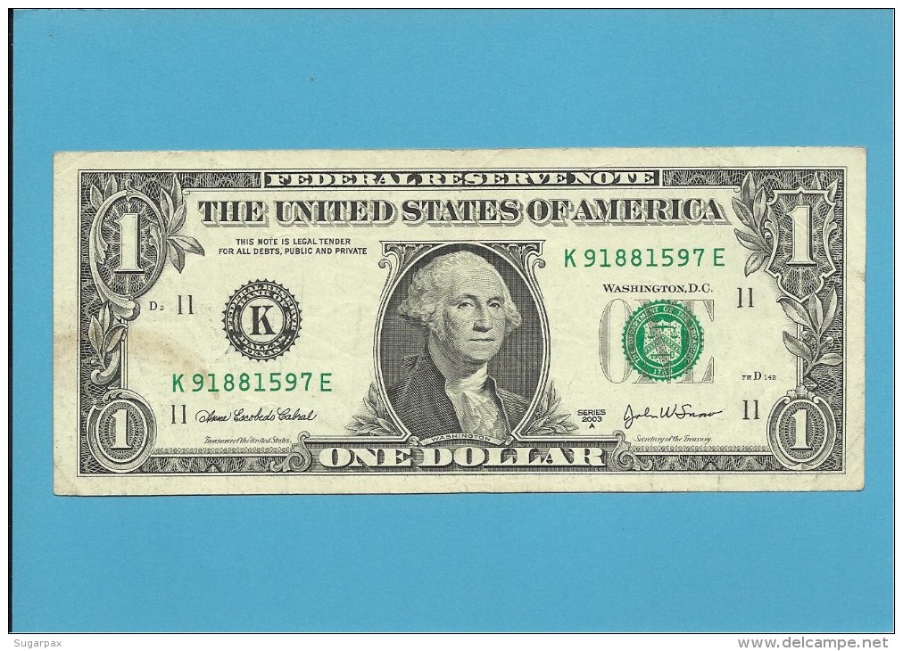U. S. A. - 1 DOLLAR - 2003A - Pick 515b - DALLAS - TEXAS - Federal Reserve Notes (1928-...)