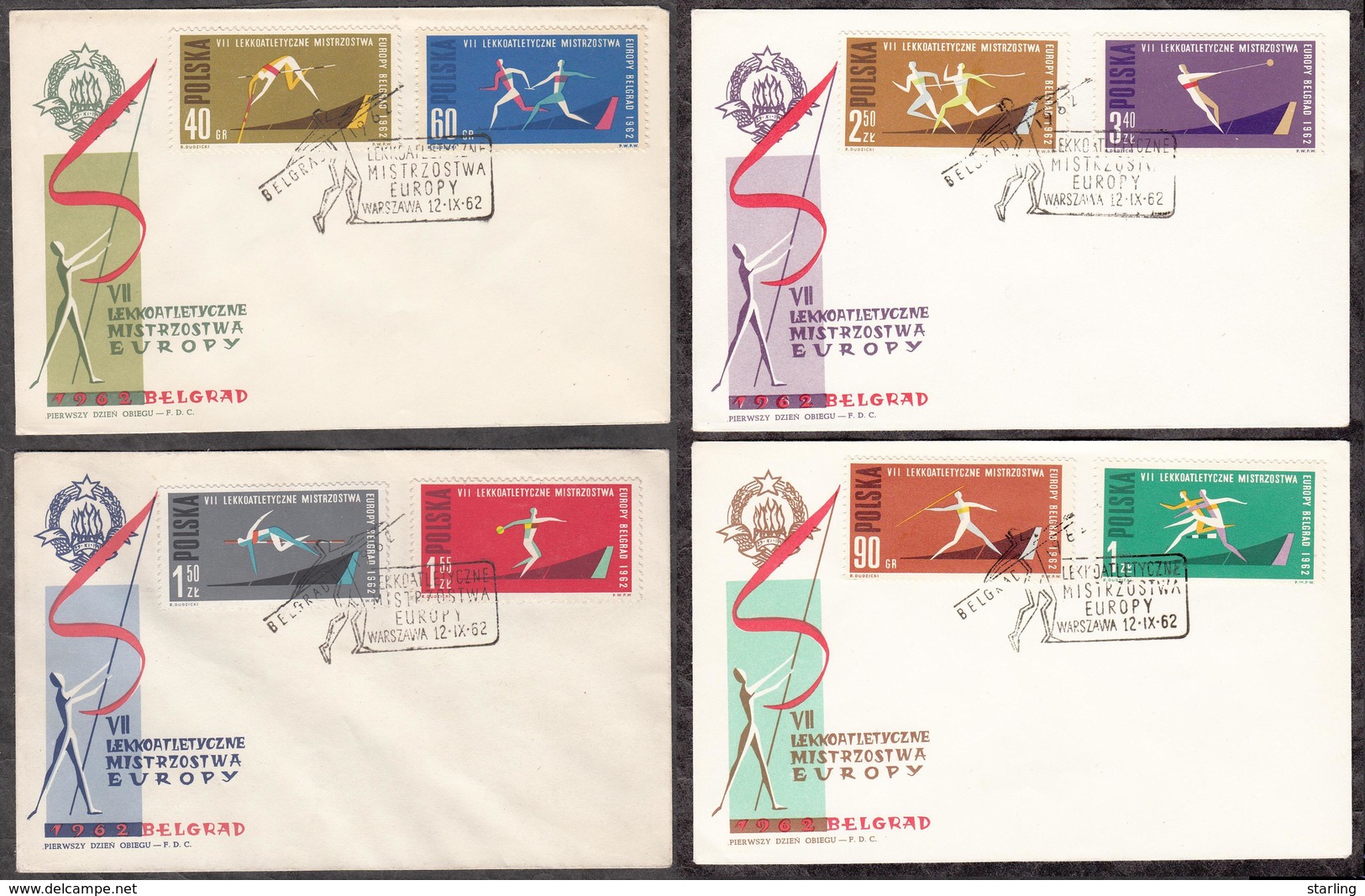 Poland 1962 Mi# 1338-1345 A And B Sport Track And Field FDC 8 Covers - FDC