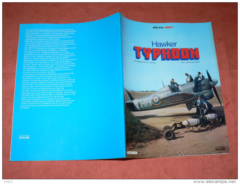 AVION GUERRE WW1  RAF  CHASSEUR  HAWKER TYPHOON  MAQUETTES ET UNIFORMES  EDITIONS ATLAS  EN 1980 - Vliegtuig