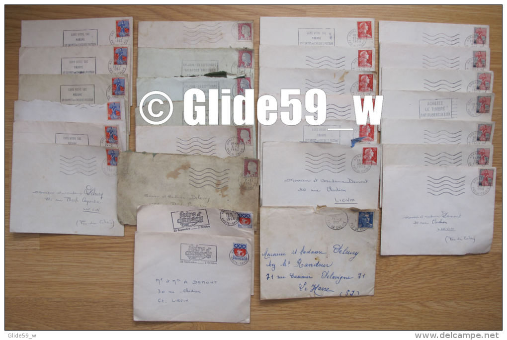 Lot De 28 Enveloppes Affranchies Avec Timbres Français De 1957 à 1963 Et 1966 - 1921-1960: Periodo Moderno