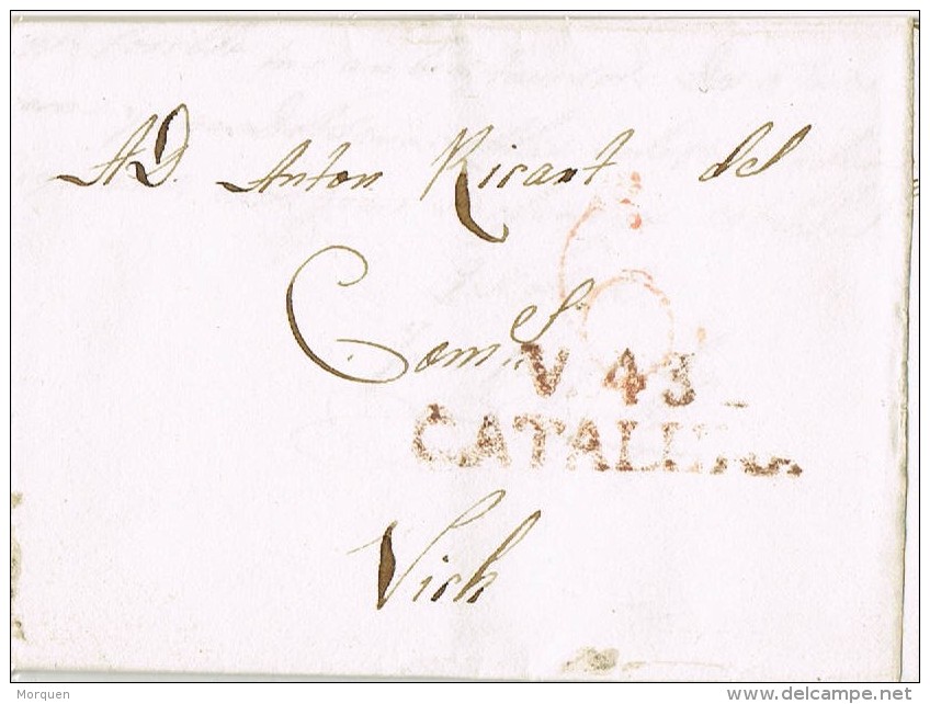 7027. Carta Entera Pre Filatelica VALLS (Tarragona) 1836 - ...-1850 Prephilately