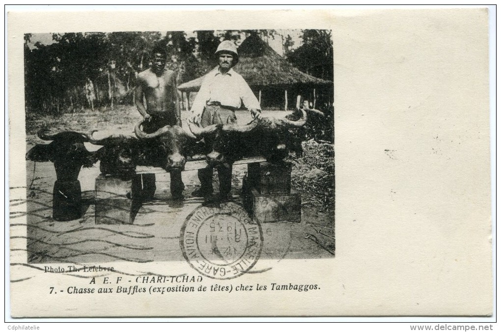 TCHAD CARTE POSTALE PAR AVION AVEC GRIFFE 1ER VOYAGE RETOUR AVION "SABENA" 5 MARS 1935 - Briefe U. Dokumente