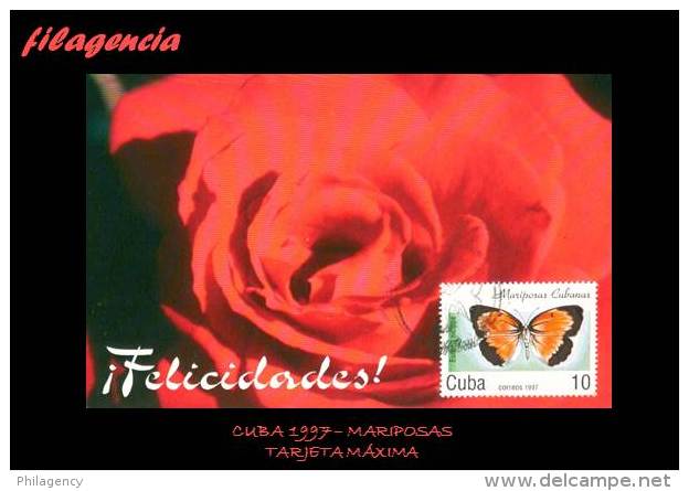 TRASTERO. CUBA. ENTEROS POSTALES. TARJETAS MÁXIMAS 1997. MARIPOSAS - Cartes-maximum