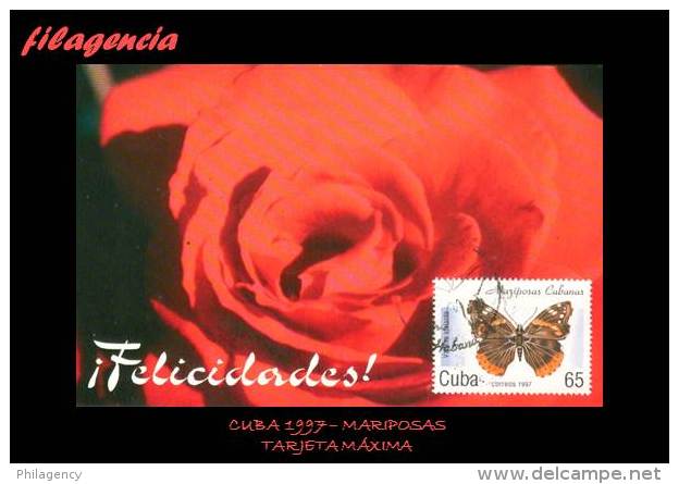 TRASTERO. CUBA. ENTEROS POSTALES. TARJETAS MÁXIMAS 1997. MARIPOSAS - Cartes-maximum