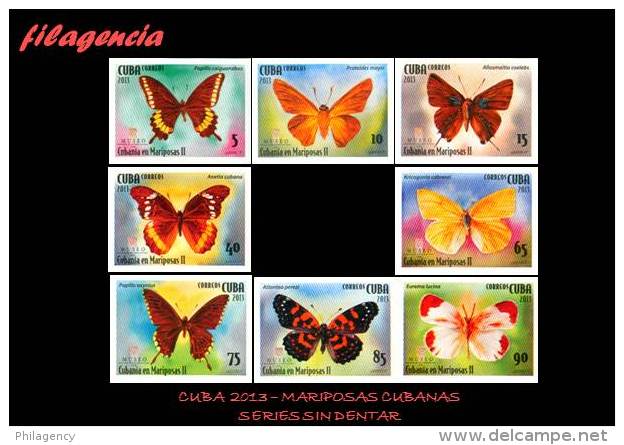 PIEZAS. CUBA MINT. 2013-11 MARIPOSAS CUBANAS. SERIE SIN DENTAR - Imperforates, Proofs & Errors