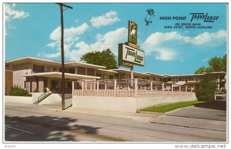 High Point NC North Carolina, TraveLodge Motel, Lodging, Motel Sign, C1960s Vintage Postcard - High Point