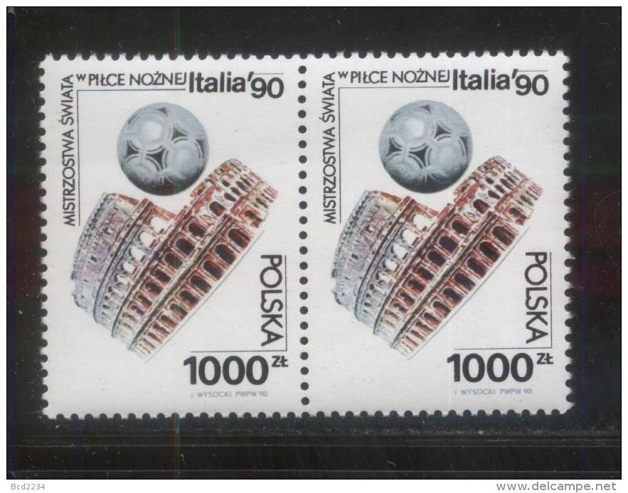 POLAND 1990 ITALIA 90 SOCCER WORLD CUP NHM HORIZONTAL PAIR FOOTBALL SPORTS - 1990 – Italien
