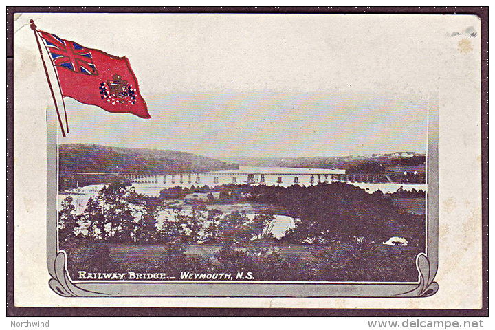 Railway Bridge, Weymouth, N.S. Patriotic Postcard Ca. 1919 - Autres & Non Classés