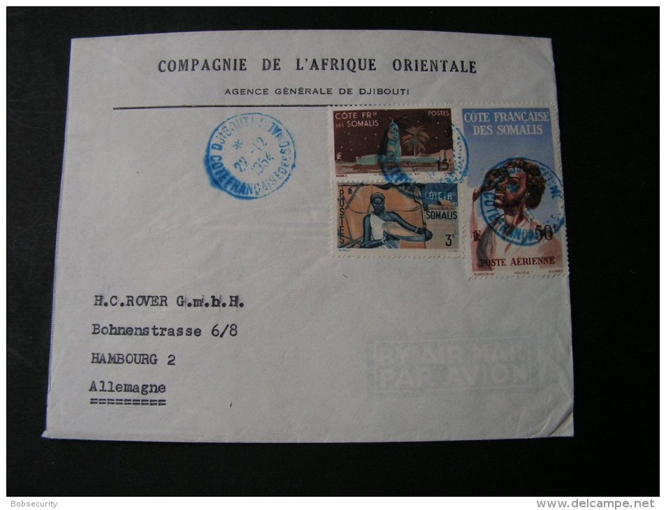 == Somalia Cv. 1954  Blue Cancel  Djibuti - Lettres & Documents