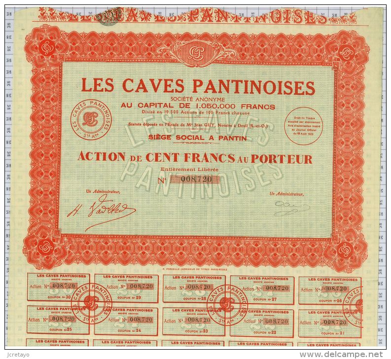 Les Caves Pantinoises, Statuts à Deuil Et Siege A Pantin - Agriculture