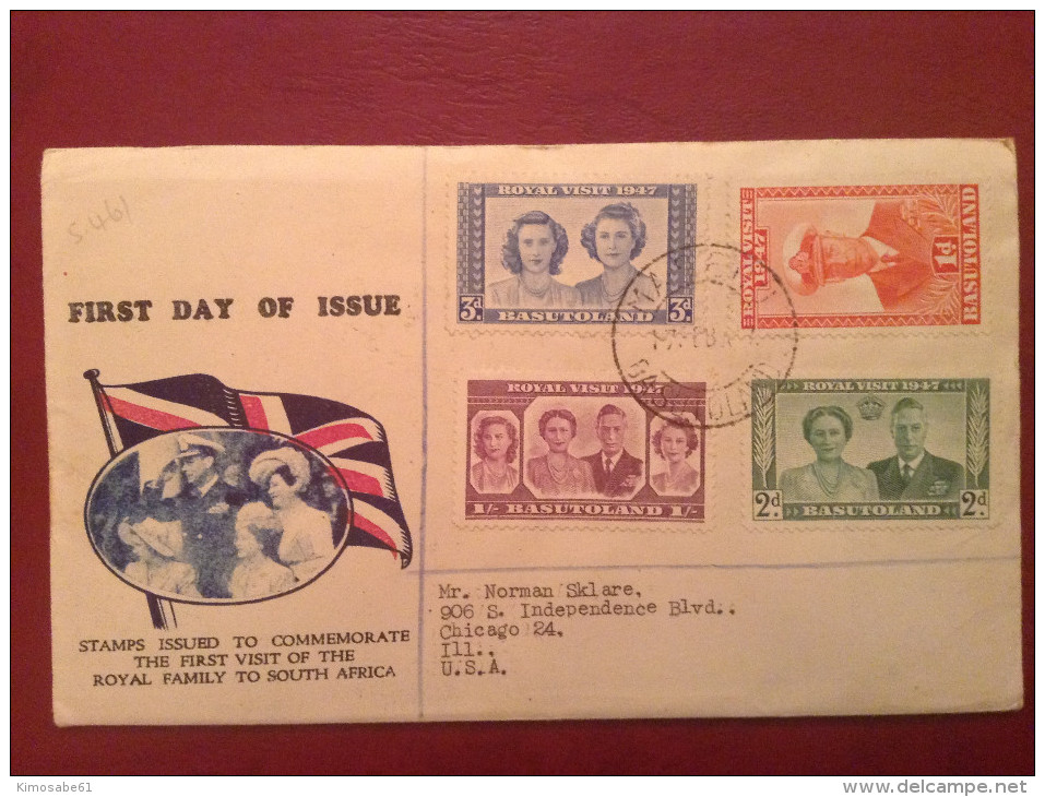 Basutoland, 1947 FDC - The First Visit Of The Royal Family To South Africa - 1933-1964 Colonie Britannique