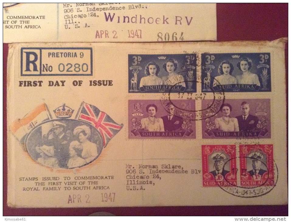 South Africa, 1947 FDCs (x2) - The First Visit Of The Royal Family To South Africa - Blocchi & Foglietti