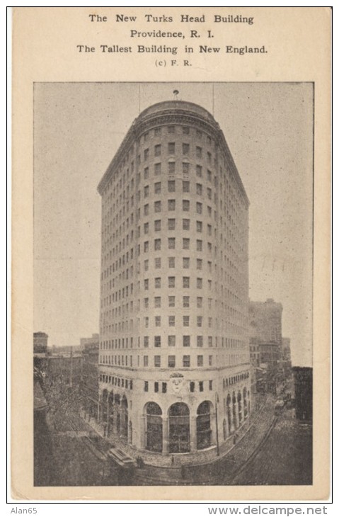 Providence RI Rhode Island, New Turks Head Building, Tallest In New England, C1910s Vintage Postcard - Providence