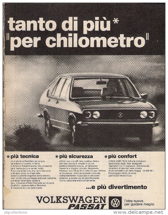 # VOLKSWAGEN PASSAT 1970s Italy Car Advert Pub Pubblicità Reklame Auto Voiture Coche Carro - KFZ