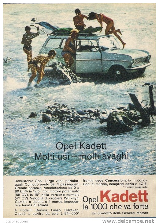 # OPEL KADETT 1000 1960s Italy Car Advert Pub Pubblicità Reklame Auto Voiture Coche Carro - KFZ