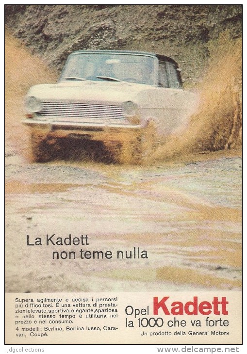 # OPEL KADETT 1000 1960s Italy Car Advert Pub Pubblicità Reklame Auto Voiture Coche Carro - KFZ