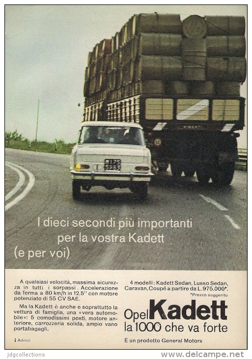 # OPEL KADETT 1000 1960s Italy Car Advert Pub Pubblicità Reklame Auto Voiture Coche Carro - KFZ