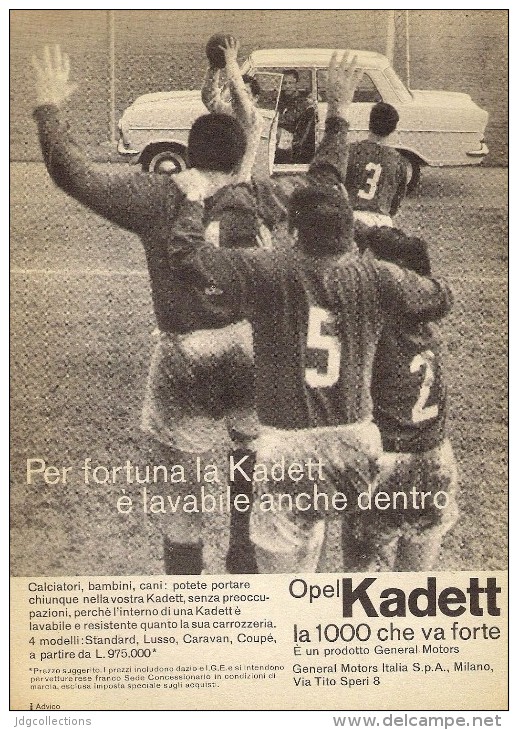 # OPEL KADETT 1000 1960s Italy Car Advert Pub Pubblicità Reklame Auto Voiture Coche Carro Rugby - Auto's