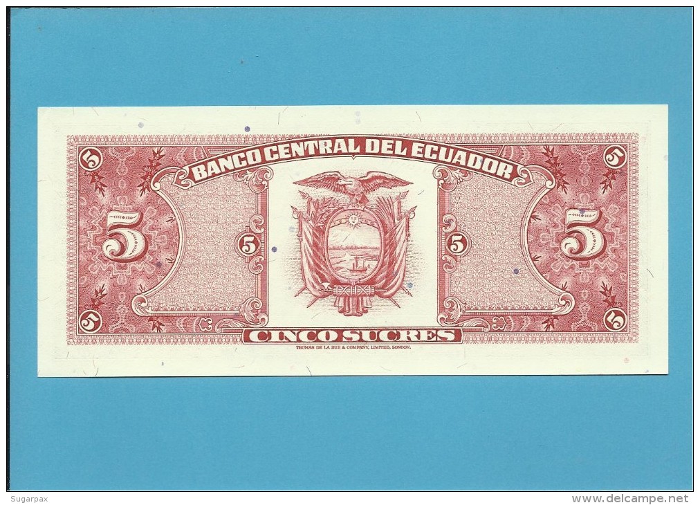 ECUADOR - 5 SUCRES - 22.11.1988 - Pick 113d - Série IE - UNC. - Equateur