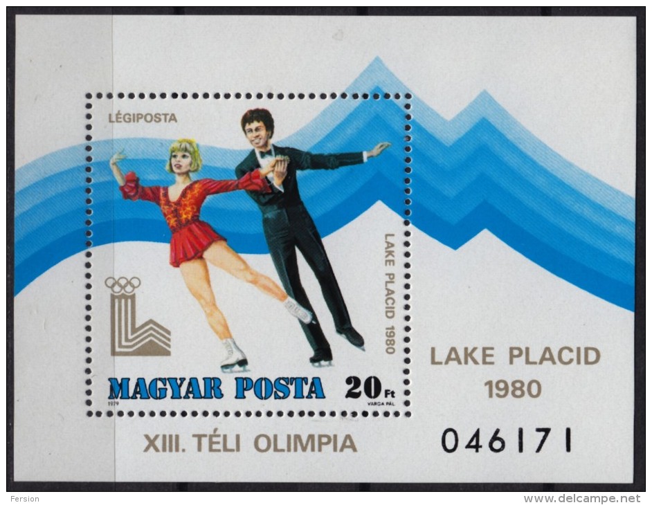 Figure Skating - 1980 Winter Olympics - Lake Placid - MNH Block - Hungary 1984 - Hiver 1980: Lake Placid