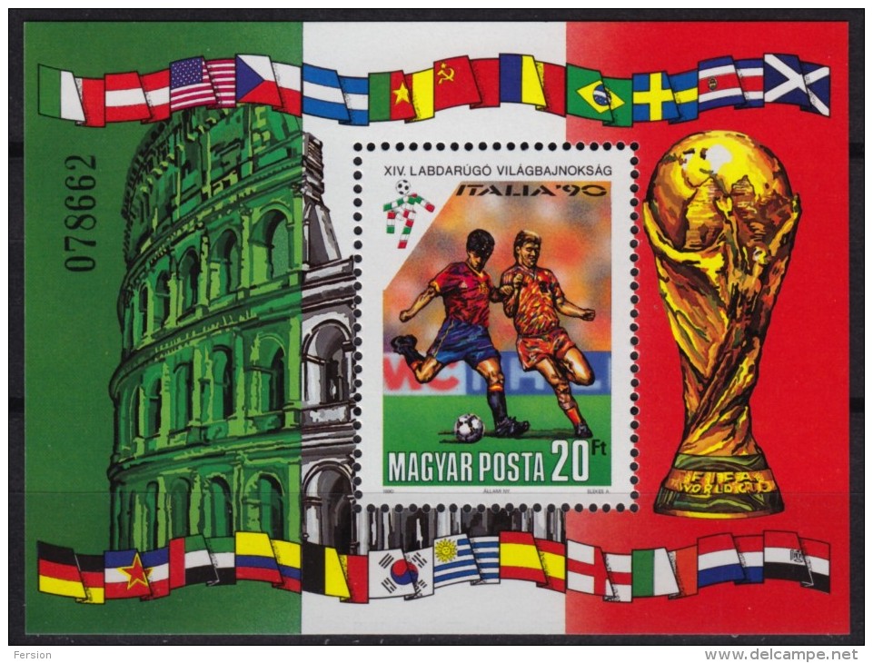 Football World Cup FIFA / Soccer / Italy / Colosseum - MNH Block - Hungary 1990 - 1990 – Italie