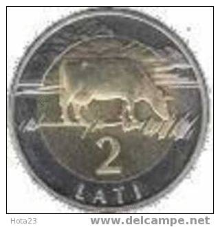 BIMETALIC  Latvia 2 Lats / Lati  - COW -  2009 Y  UNC - Latvia