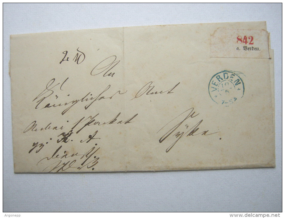 VERDEN, Stempel Auf Brief Mit Vollem Inhalt Aus 1863 - Hanovre