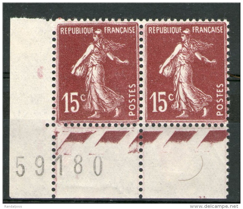 Paire De N° 189 IA**_angle Avec N° De Feuille_bon Centrage - 1906-38 Säerin, Untergrund Glatt